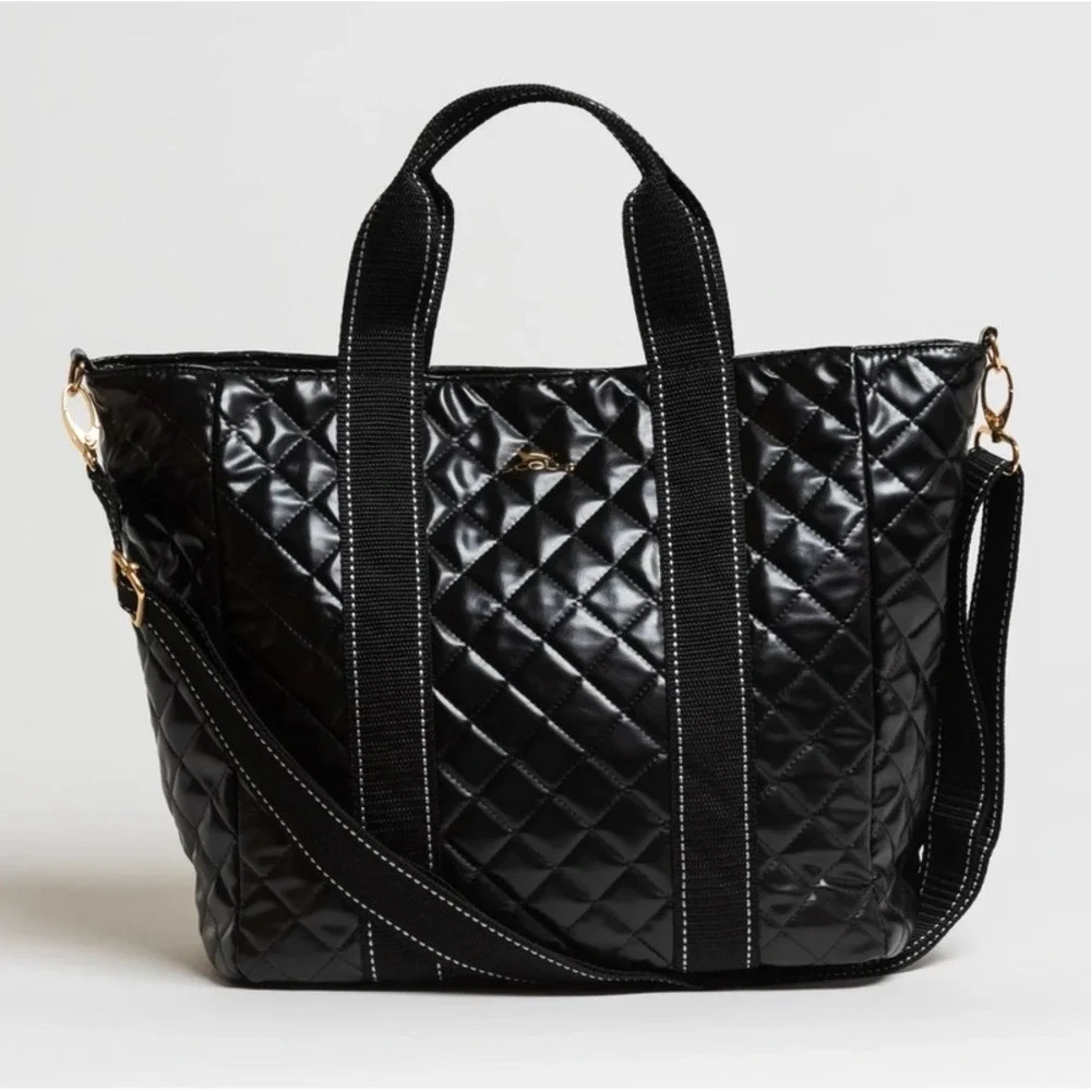 SCOUT BJ Tote Bag Black Quilted Crossbody Shoulder Bag Gold Hardware Large
